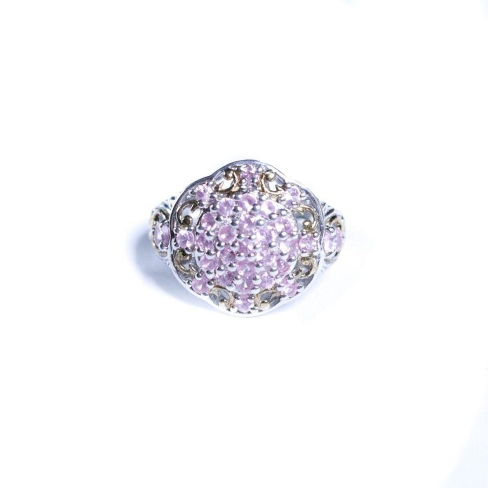 Pink Topaz Cluster Ring‎